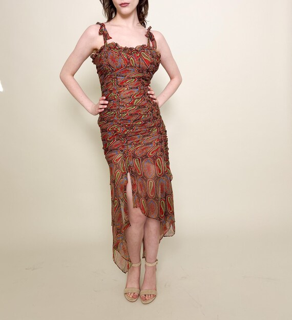 white christmas dresses Women's Navy Blue Chiffon Paisley Maxi Dress