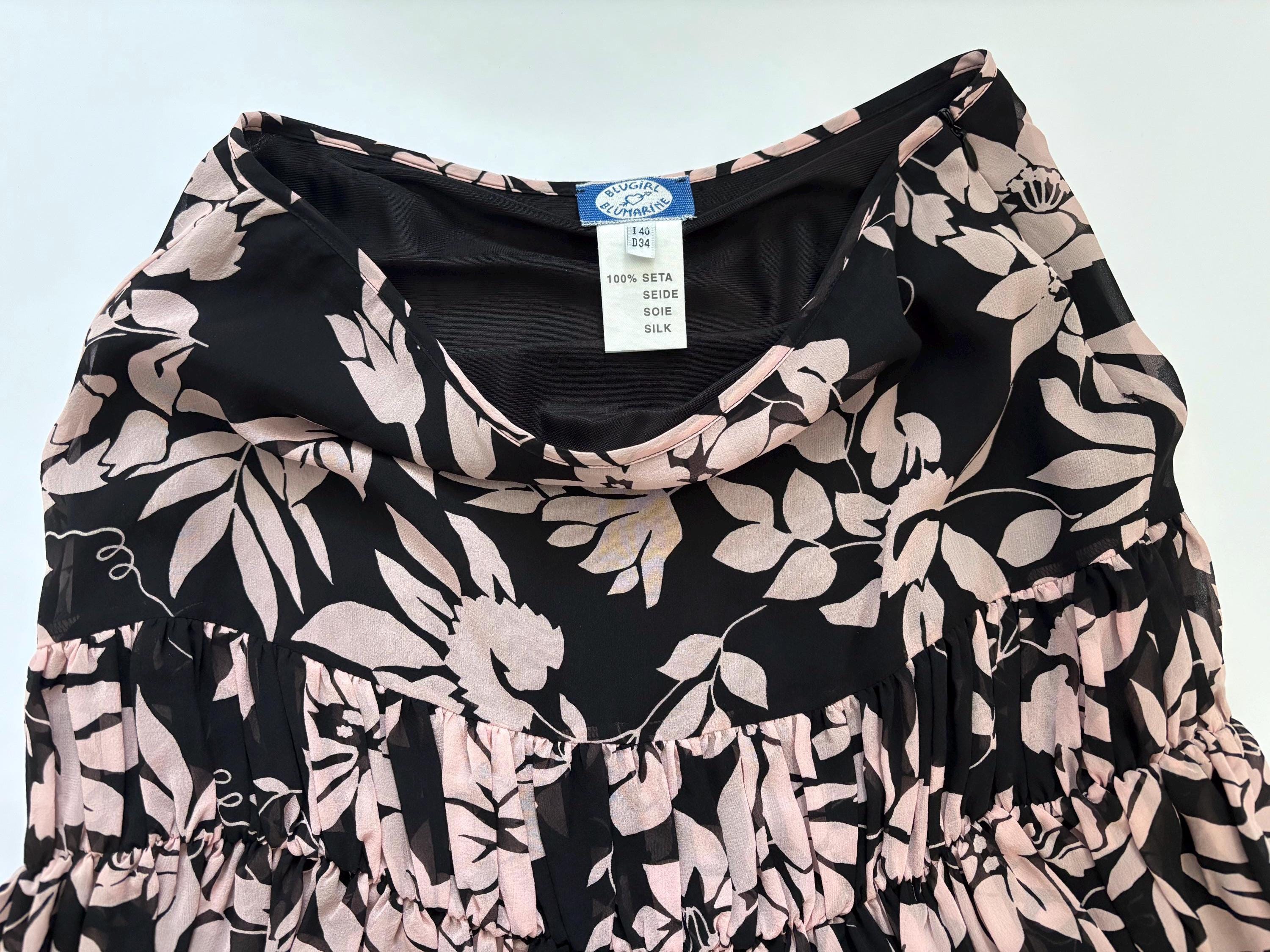 Blugirl Blumarine S/S 2004 Hibiscus Print Silk Corset & Skirt Set