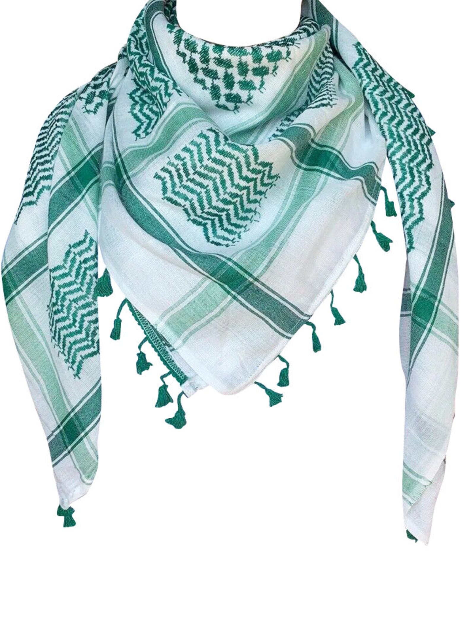 Hirbawi Original Green On White Keffiyeh Shemagh Scarf Arab Etsy