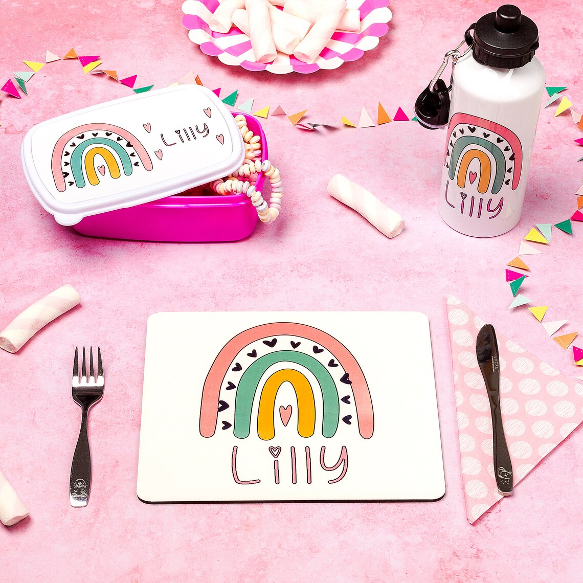 Girls Rainbow Placemat Kids Placemats Personalised Etsy