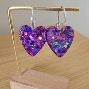 Boucles d'oreilles doubles cœurs doré noir oiseaux origami chic