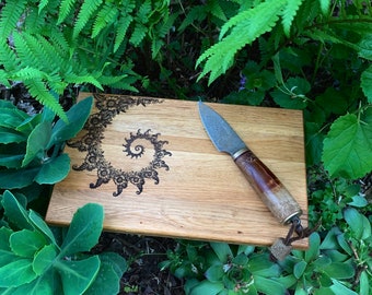 snijplank - tekening gegraveerd- keuken- tuin- houten- cadeau