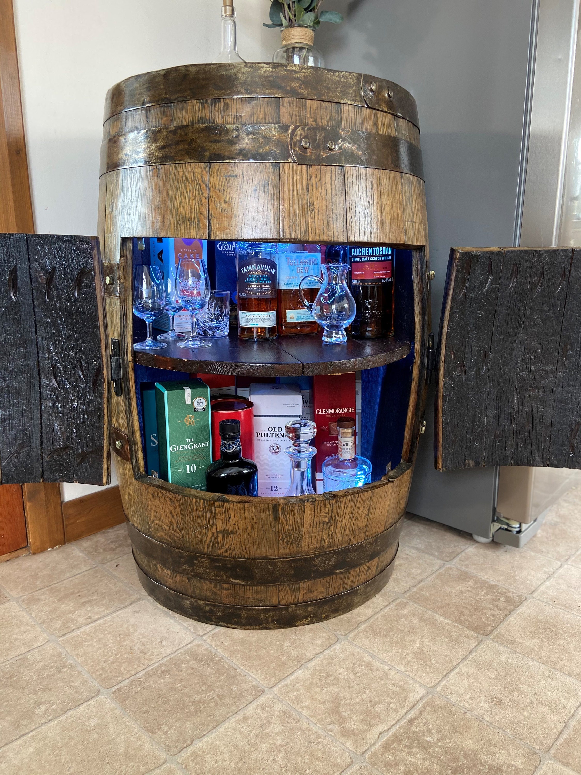 whiskey barrel cabinet