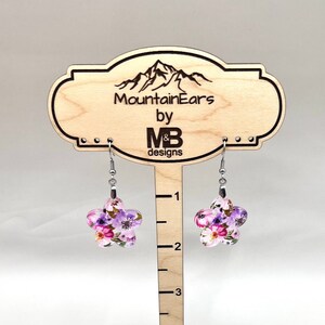 Acrylic earring - Flower Pink and Purple Floral pattern