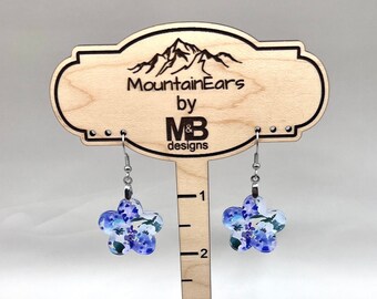 Acrylic earrings - Flower Blue and Purple Floral pattern