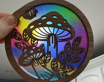 Mushroom Suncatcher - Wood and Acrylic