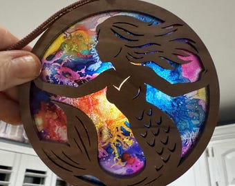 Mermaid Suncatcher - Wood and Acrylic