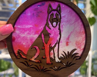 Belgian Malinois Suncatcher - Wood and Acrylic