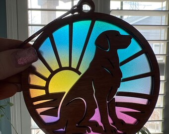 Labrador Sunset Suncatcher - Wood and Acrylic