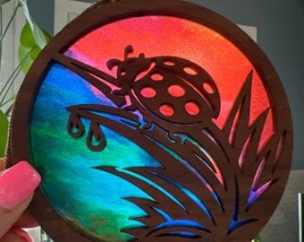 Ladybug Suncatcher - Wood and Acrylic