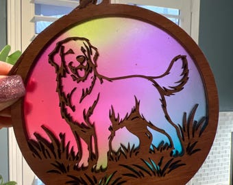 Golden Retriever Suncatcher - Wood and Acrylic