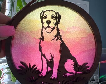 Irish Wolfhound Suncatcher - Wood and Acrylic
