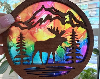 Moose Suncatcher - Wood and Acrylic