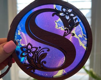 Monogram Letter S Suncatcher - Wood and Acrylic