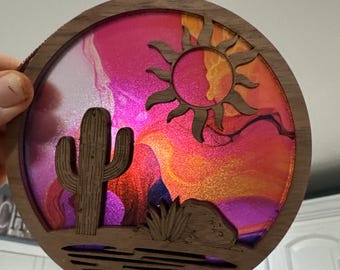 Desert Suncatcher - Wood and Acrylic