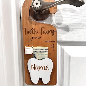 Personalised Tooth Fairy Pickup Dropoff Door Hanger,kids Easter Gift,custom Tooth Fairy Door Hanger,wooden Tooth Fairy Sign,baby Shower Gift