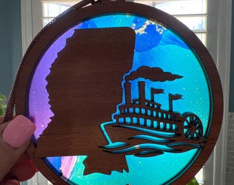 Mississippi Suncatcher - Wood and Acrylic