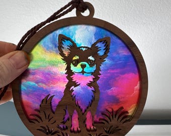 Chihuahua Suncatcher - Wood and Acrylic