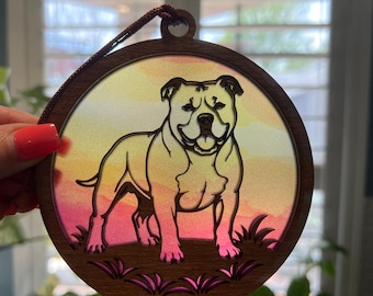 American Bully Suncatcher - Wood and Acrylic