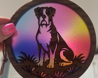 Boxer Suncatcher - Wood and Acrylic