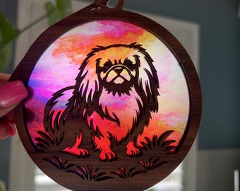 Pekingese Suncatcher - Wood and Acrylic
