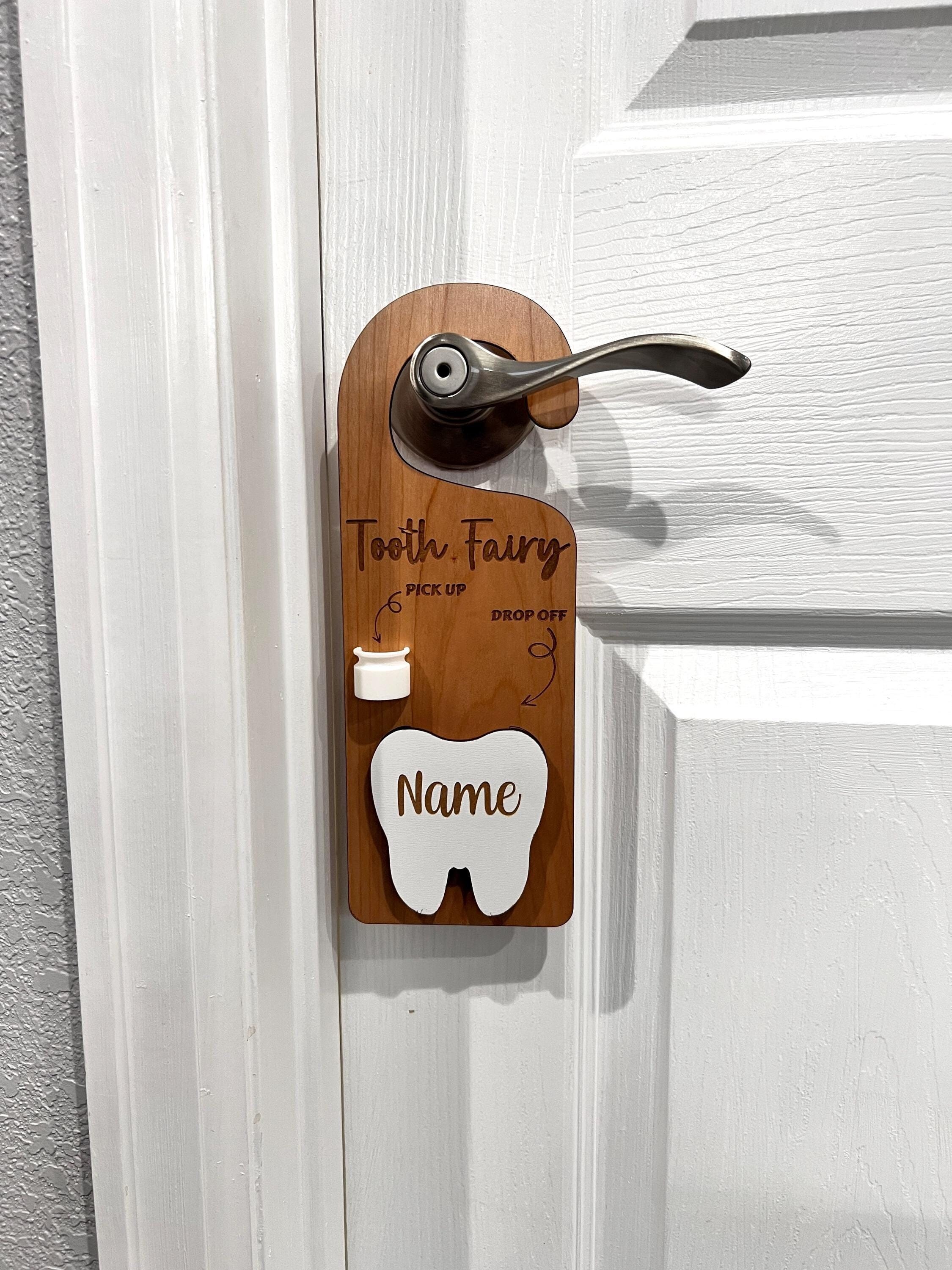 Tooth Fairy Pick Up And Drop Off, Tooth Fairy Door Hanger With Money Slot Tooth Fairy Pick Up Box Encourage Gift For Kids Room Decor Blue