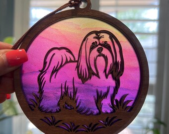 Lhasa Apso Suncatcher - Wood and Acrylic