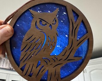 Owl Suncatcher - Wood and Acrylic