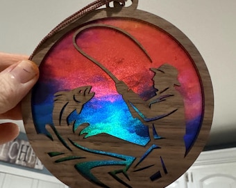 Fly Fishing Suncatcher - Wood and Acrylic