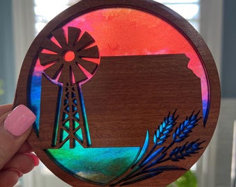 Kansas Suncatcher - Wood and Acrylic