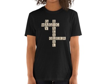 Gay Magic Bisexual Queer Cool Letter Tile Short-Sleeve Unisex T-Shirt