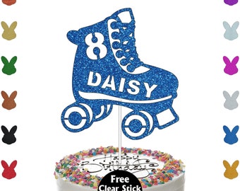 Personalised Glitter Roller Skate Cake Topper (Birthday Party Decoration)