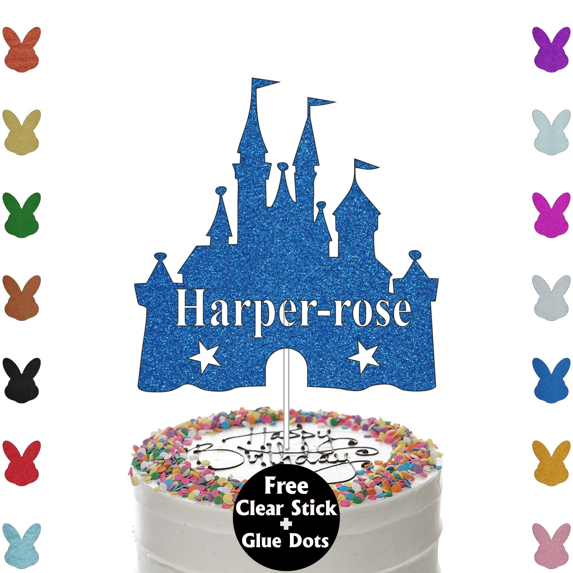 Personalised Princess Castle Cake Topper: Custom Glitter Birthday ...