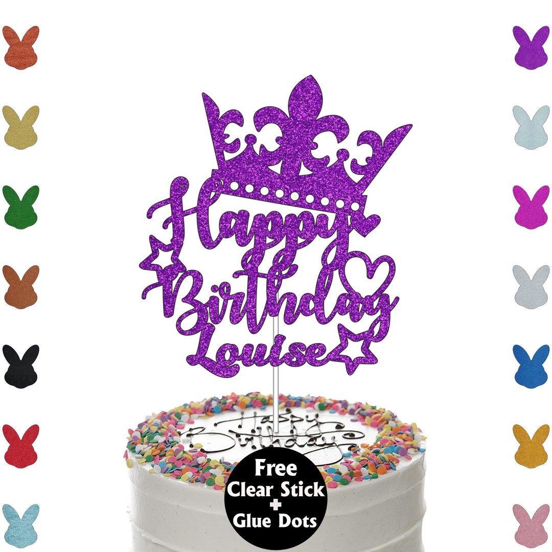 Personalised Glitter Crown Cake Topper: Any Name Birthday Decoration ...