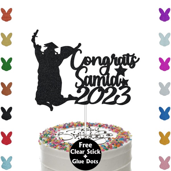 Customised Graduation Cake Topper Glitter Personalised congratulations Graduate Party Cake Decoration