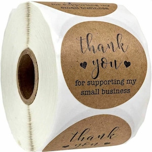 100 Stickers THANK YOU Stickers -Thank You Labels For Supporting My Small Business Round Handmade Stickers 25mm