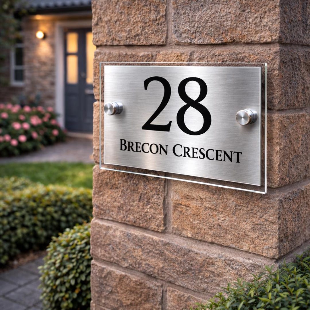 Custom Acrylic House Sign | Modern Personalised Address Plaque, Outdoor ...