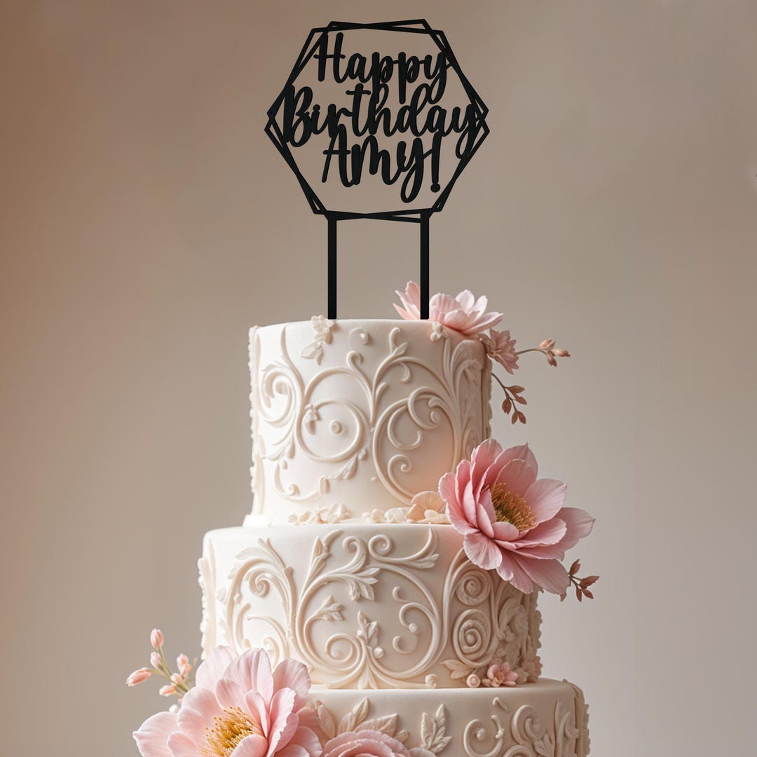 Personalised Happy Birthday Cake Topper Custom Cake Decoration With Any ...