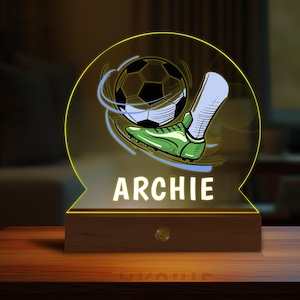 Personalised LED Desk Table Lamp Football Design Night Light, Football Gifts For Boys, Birthday Gifts For Boys, Boys Bedroom Decorations UK