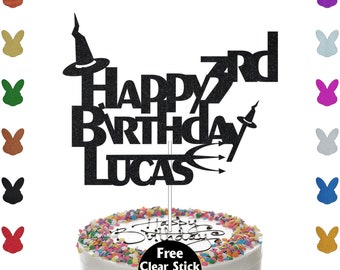 Personalised Glitter Birthday Cake Topper, Custom Name Age Decoration