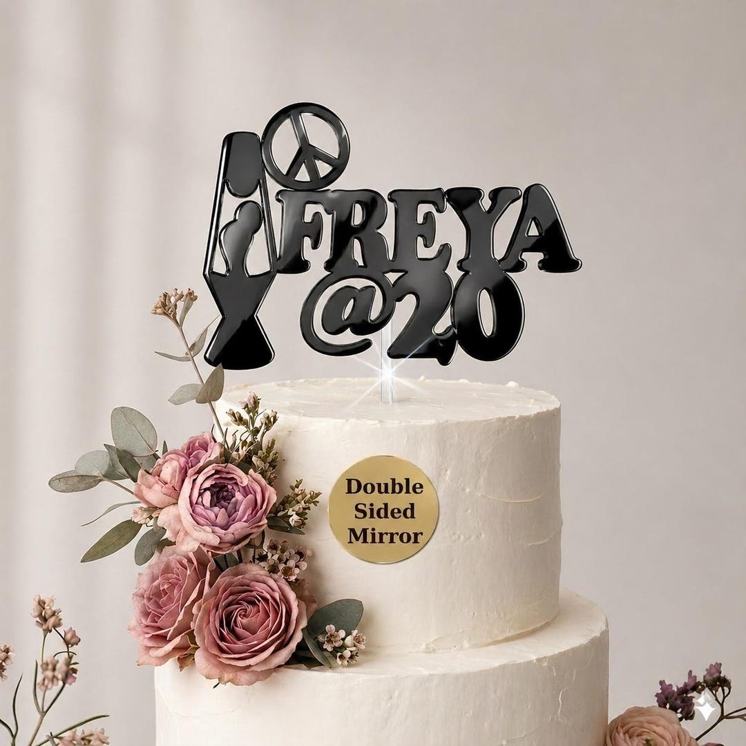 Personalised Mirror Acrylic Cake Topper Custom Name Age Birthday ...