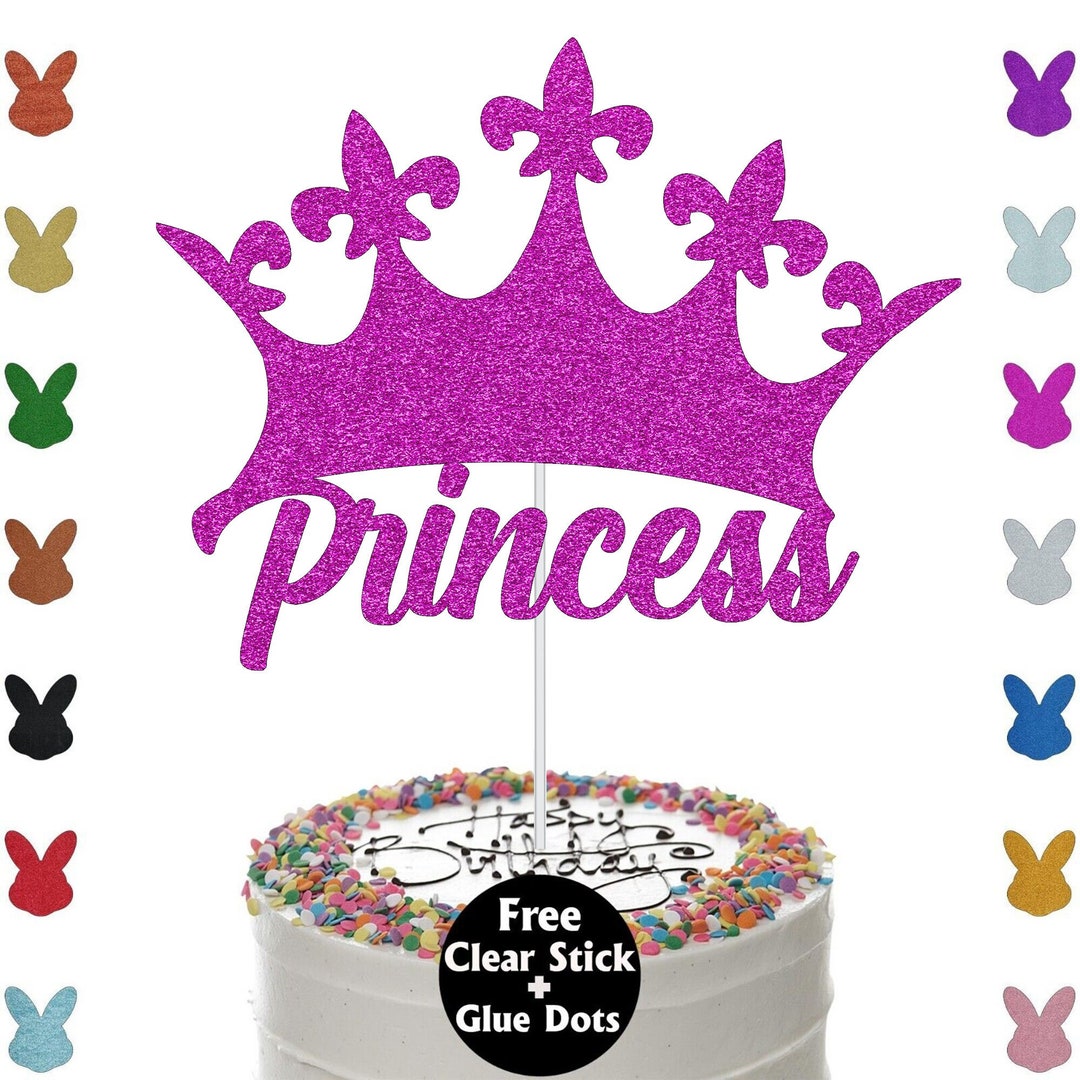 Personalised Princess Crown Cake Topper, Custom Glitter Name Topper ...