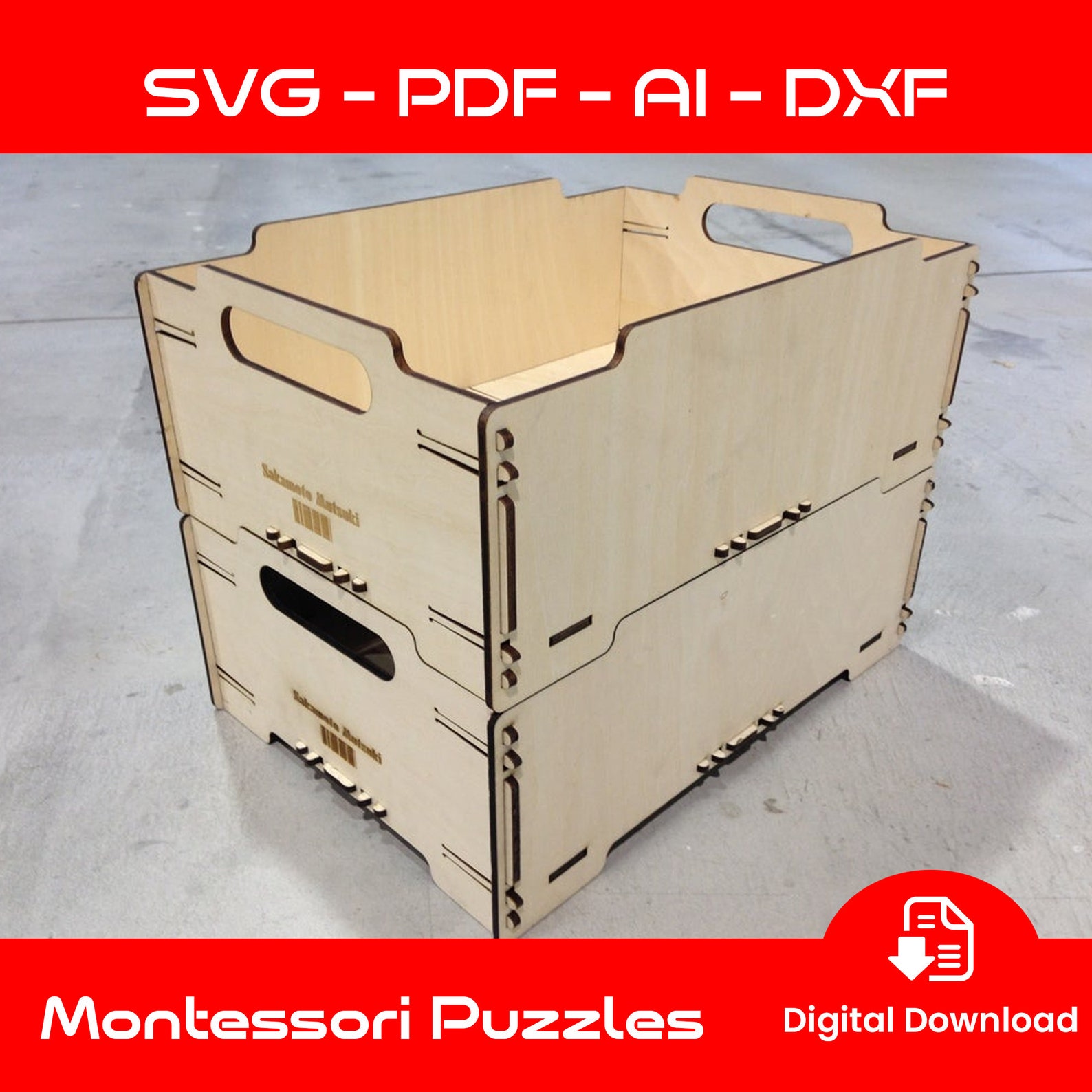 Laser Cut Stackable Mdf Storage Box / Digital Dxf Etsy