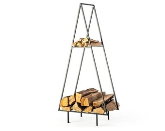 Metal Firewood Rack - Metal Log Holder - Triangle Firewood Rack - Firewood Holder - Firewood Storage for Indoor or Outdoor