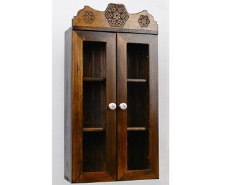 Walnut Medicine Cabinet,Apothecary Cabinet,Walnut Hand Carved Cabinet,Walnut Multipurpose Cabinet,Decorative Wall Bookshelf,Walnut BookShelf