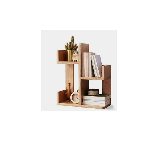 Desktop Wooden Organizer, Wooden Desktop Bookcase