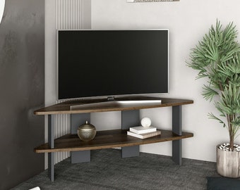 Wooden Tv Cabinet - Corner Tv Unit - Moduler Media Stand