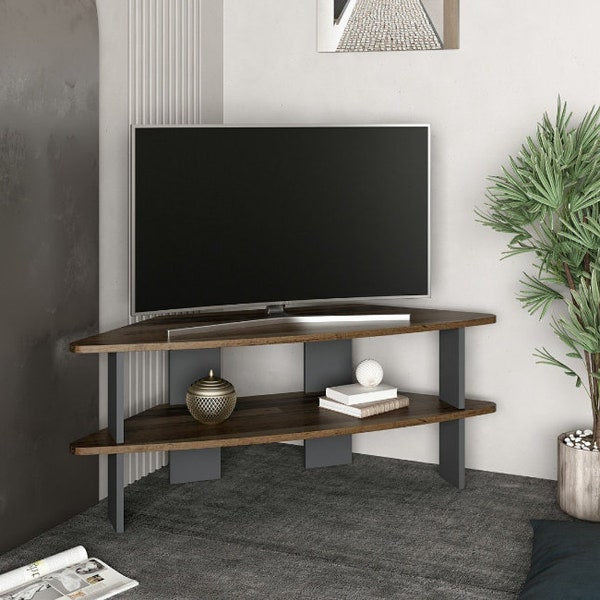 Wooden Tv Cabinet - Corner Tv Unit - Moduler Media Stand