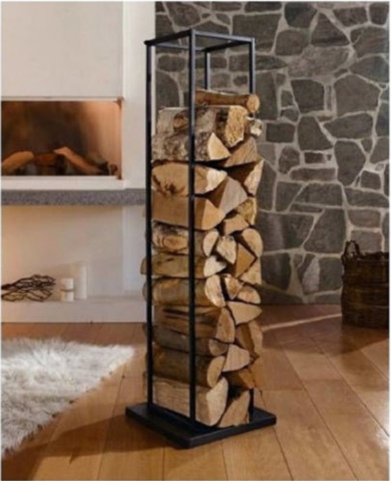 Estante decorativo para leña para chimenea, soporte para leña, estante para  leña para chimenea, almacenamiento de leña para interiores o exteriores,  estante vertical para leña -  México