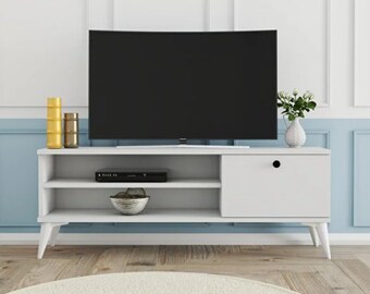 Mueble de TV de madera maciza Mueble de TV rústico Consola de TV hecha a  mano con almacenamiento -  México